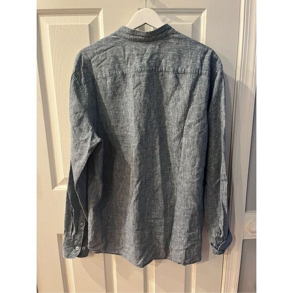 ONS Mens Blue Chambray Linen Blend Half Button Down Shirt XL EUC - Picture 7 of 8